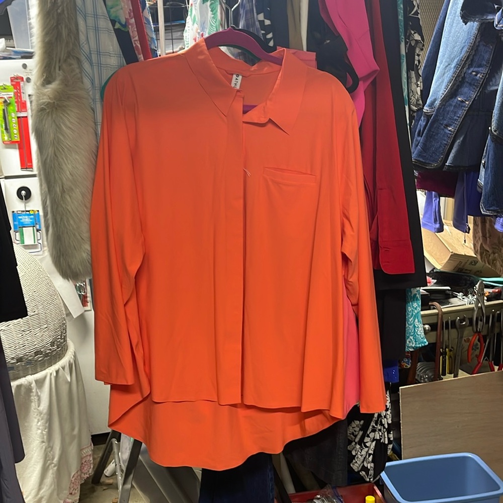 Athleta long sleeved orange blouse